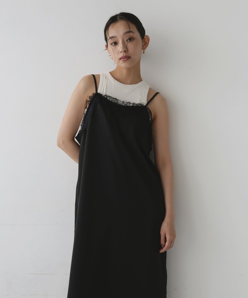 美品　SACRA キャミワンピース 検　トゥモローランド　ロンハーマン イエナ hellam（ヘラム） ワンピース サテンレースロングキャミワンピース