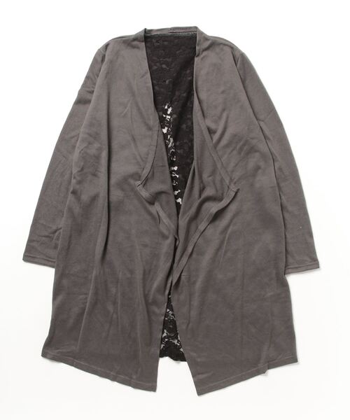 STYLEBLOCK カーディガン 杢糸天竺xレースバックスリット