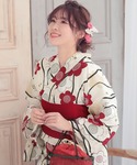 浴衣 浴衣セット レディース 白地×梅 ゆかた...の詳細画像3