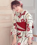 浴衣 浴衣セット レディース 白地×梅 ゆかた...の詳細画像4