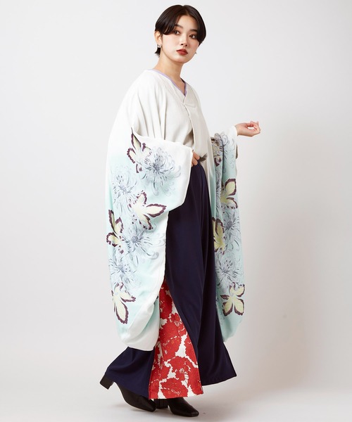 ミーバイイッセイミヤケ ロングコート カーディガン 羽織り カリフラワー 花柄 美品 ミーバイイッセイミヤケ カーディガン 羽織 ぺーズリ バンダナ柄