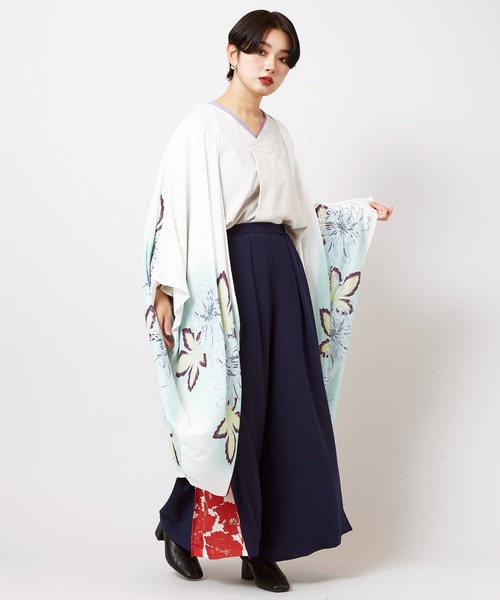 2026春夏新作　カヤ　花墨長羽織　ロングカーディガン　着物風　和風　和柄　真紅 2026春夏新作 カヤ 花墨長羽織 ロングカーディガン 着物風 和風 和柄