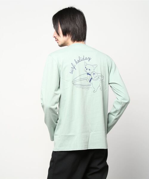 FUNALIVE tシャツ SURFドッグイラスト長袖Tシャツ メンズ