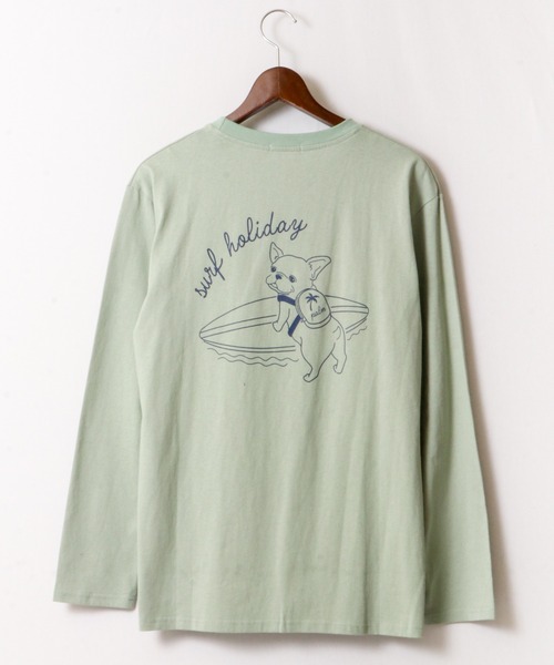 FUNALIVE tシャツ SURFドッグイラスト長袖Tシャツ メンズ