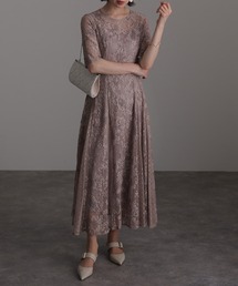 atlo（アトロ） ドレス 結婚式 パーティードレス 総レースミモレ丈＆七