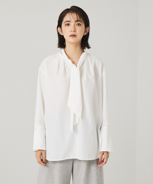 qualite Vネックトップス qualite シャツ ブラウス Vネックボウタイブラウス : ZOZOTOWN