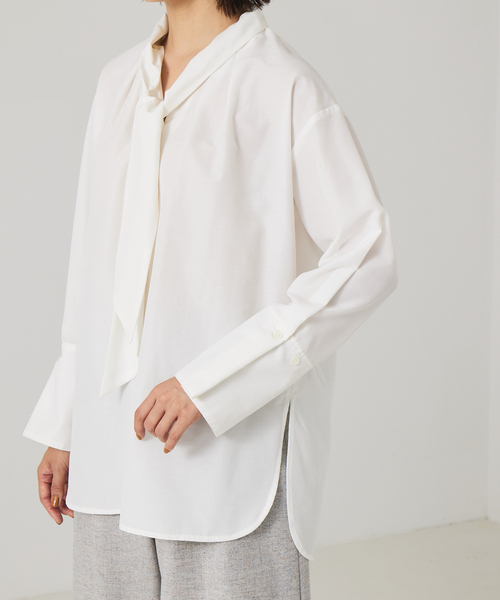 qualite シャツ ブラウス Vネックボウタイブラウス : ZOZOTOWN