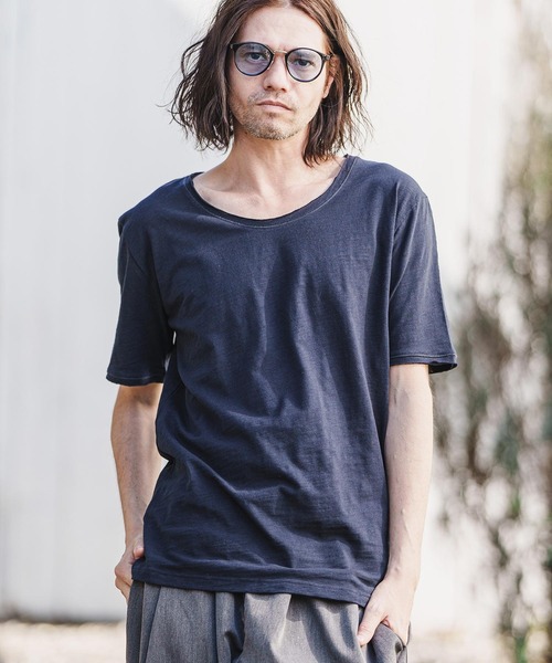 CAMBIO（カンビオ） tシャツ mt8371- カットオフUネック半袖スラブ