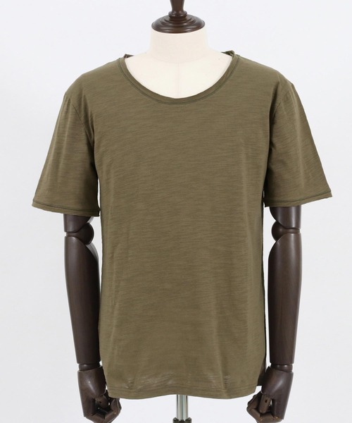 CAMBIO tシャツ mt8371- カットオフUネック半袖スラブカットソー