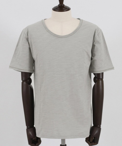 CAMBIO tシャツ mt8371- カットオフUネック半袖スラブカットソー