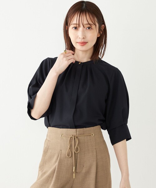 新品タグ付き♡CELFORD 衿ビジューブラウス バルーンスリーブ バンドカラー 350620406_1.jpg