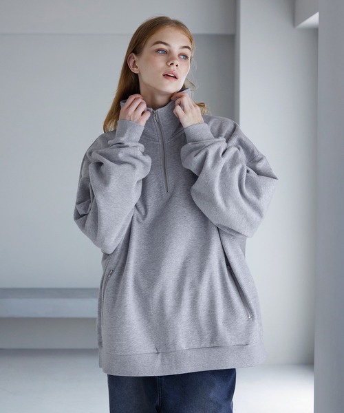 SELENAHELIOS ダブルジッパースウェット SERACE トレーナー スウェット 「SERACE」Loose silhouette half