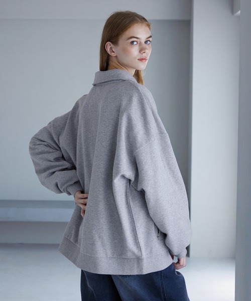 SELENAHELIOS ダブルジッパースウェット SERACE】Loose silhouette half zip pullover / ルーズ