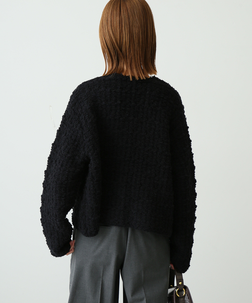 SLOBE IENA ジャケット ノーカラージャケット ツィードニット