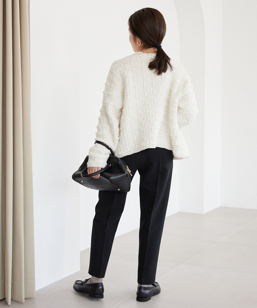 SLOBE IENA ジャケット ノーカラージャケット ツィードニット