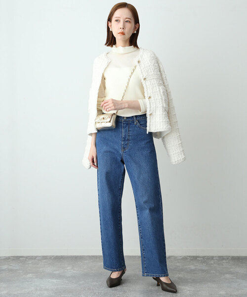 SLOBE IENA ツィードニットジャケット SLOBE IENA ジャケット ノーカラージャケット ツィードニット