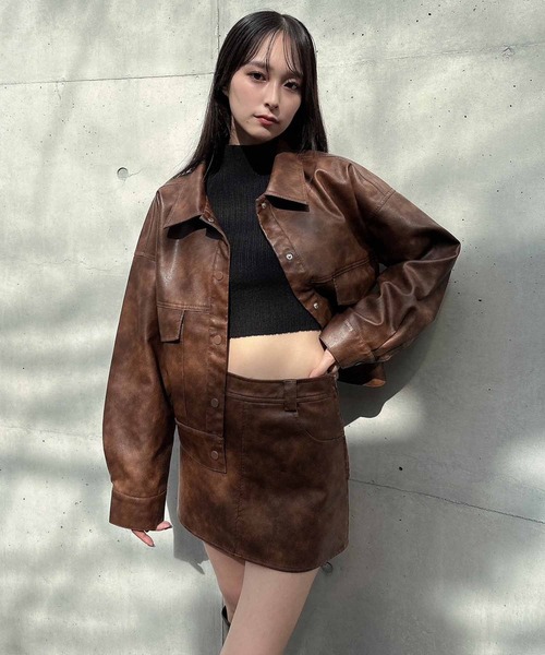 ヴィンテージレザースカート　 vintage レザー　ラップスカート ENVYM スカート ヴィンテージレザースカート : ZOZOTOWN Yahoo