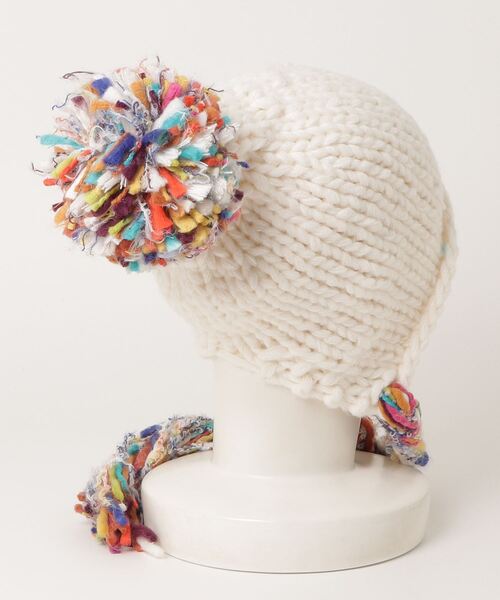 ニット帽 ニットキャップ 「HIKA」マルチタッセルボンボンニットCAP