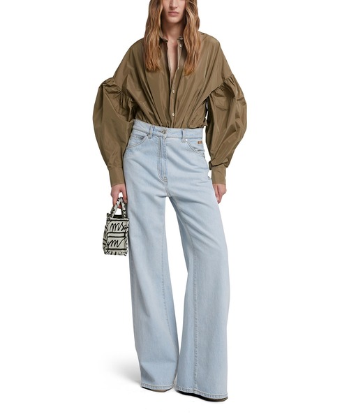 ブラウス シャツ バルーンスリーブ クロップドタフタシャツ レディース MSGM ブラウス シャツ バルーンスリーブ クロップドタフタシャツ
