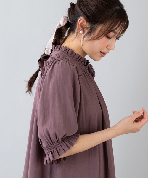 20,900円　ローズティアラ　オーガンジーフリルチュニック　ブラウン　42 20,900円ローズティアラオーガンジーフリルチュニックブラウン42