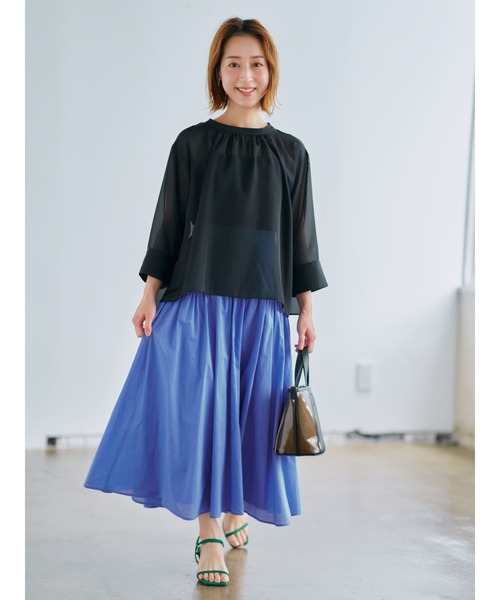 スカート コットンギャザーマキシスカート「低身長・小柄女性
