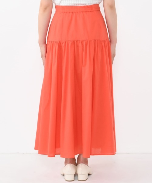MARK&LONA オレンジ スカート　サイズS Two Tuck Wide Skirt Light/ツータックワイドスカートライト