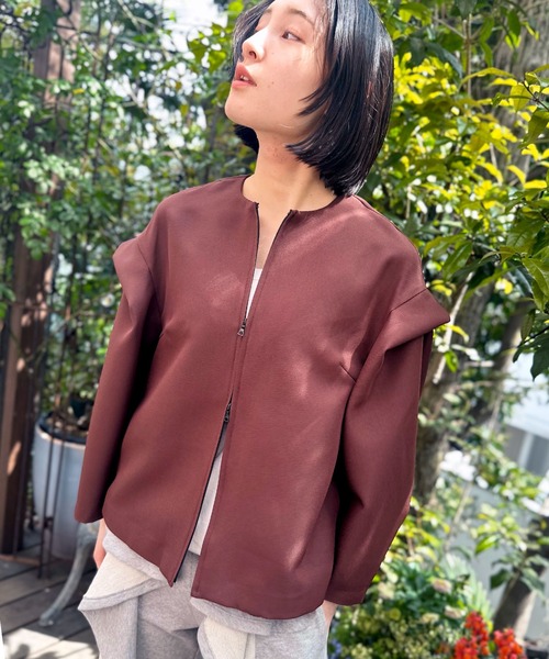 tシャツ フロントジップタックスリーブプルオーバー レディース