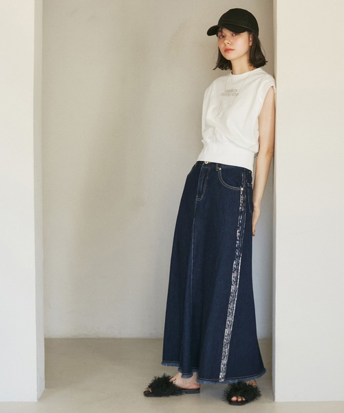 ROPE' PICNIC デニムスカート 「3サイズ展開」セミフレアロング
