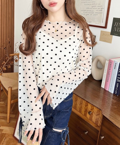 リボンドットチュールブラウス / miumiu リボンドットチュールブラウス / miumiu リボンドットチュールブラウス