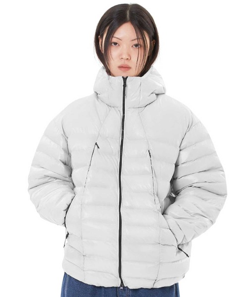 ★OY★CURVED ZIPPER LIGHTWEIGHT PUFFER JACKET - L.GREY★人気 ☆OY☆CURVED ZIPPER LIGHTWEIGHT PUFFER JACKET - L.GREY☆人気