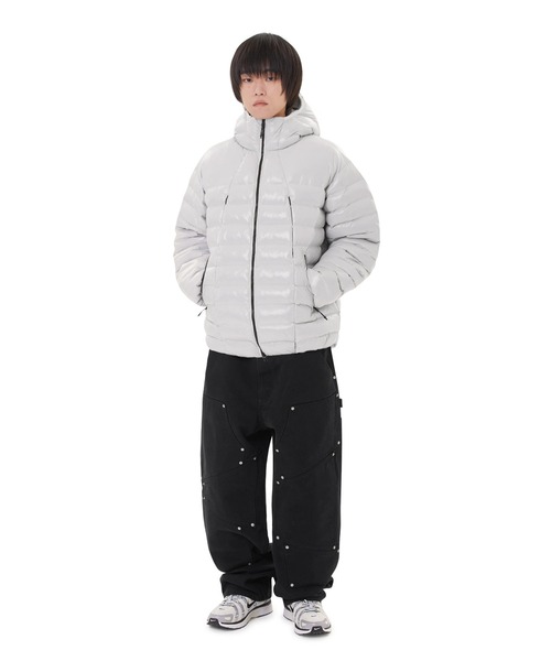 ★OY★CURVED ZIPPER LIGHTWEIGHT PUFFER JACKET - L.GREY★人気 ☆OY☆CURVED ZIPPER LIGHTWEIGHT PUFFER JACKET - L.GREY☆人気