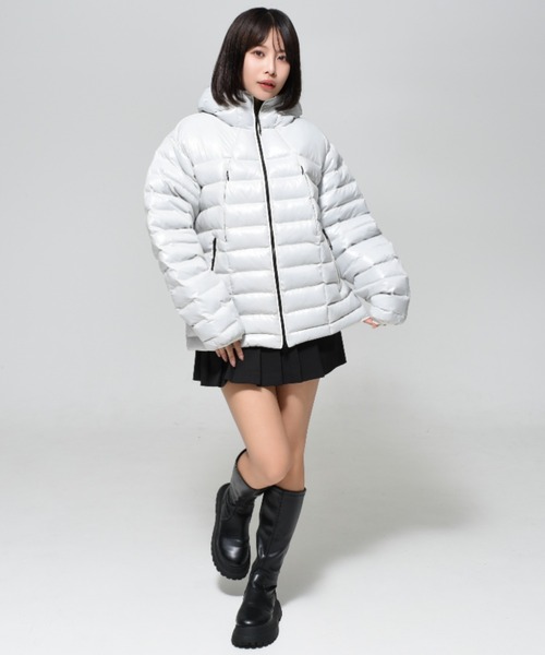 ★OY★CURVED ZIPPER LIGHTWEIGHT PUFFER JACKET - L.GREY★人気 OY ブルゾン アウター 「OY/オーワイ」 CURVED ZIPPER