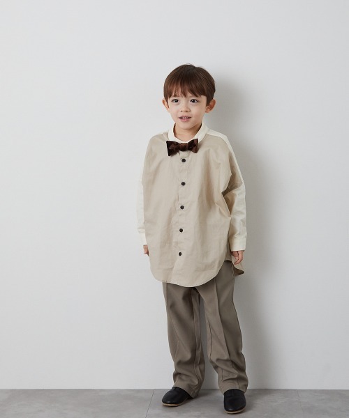 riziere ブラウス シャツ ピュアコットンバンドカラーシャツ