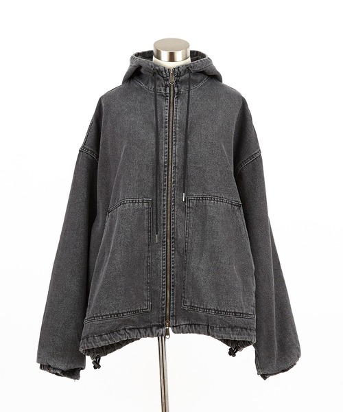 ブラックデニム ジップアップ ブルゾン(M) ラグスタイル LUXSTYLE デニムジップブルゾン/デニムブルゾン メンズ G
