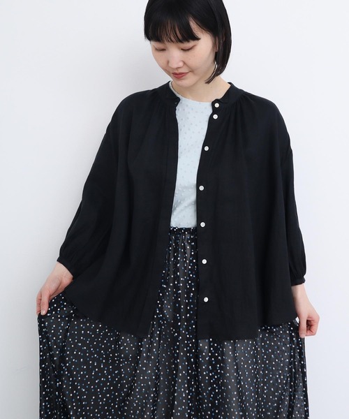 l'atelier du savon ブラウス シャツ 麻ウイングカラーブラウス