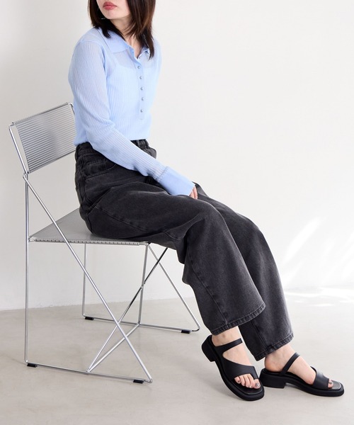 ⭐︎美品⭐︎HIMIKO ブラック フラットサンダル ダブルバックル ⭐︎美品⭐︎HIMIKO ブラック フラットサンダル ダブルバックル