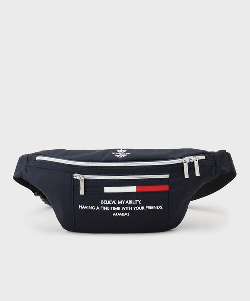 【新品未使用】【新レーベル ADABAT NAVY】ロゴデザイン ウェストバッグ adabat ウエストポーチ 「新レーベル ADABAT NAVY」トリコロール
