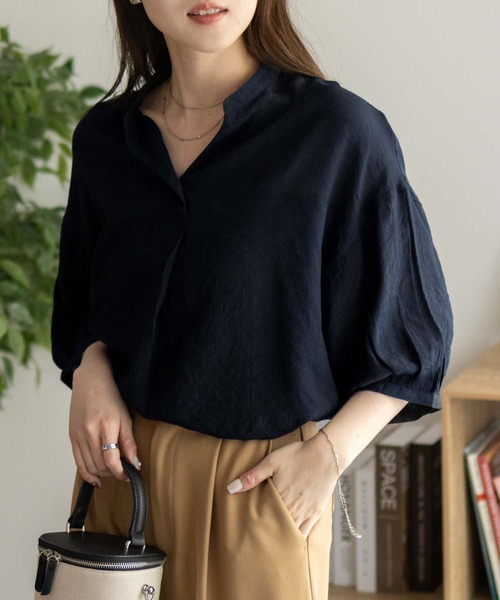 NAVY ブラウス シャツ 夏 スラブスキッパーブラウス レディース 