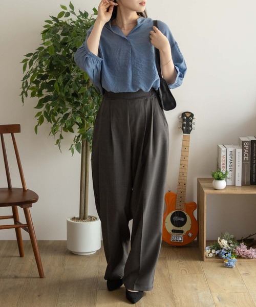 NAVY ブラウス シャツ 夏 スラブスキッパーブラウス レディース 