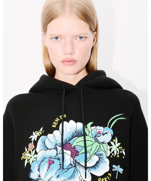 トレーナー スウェット 'KENZO Peonies' エンブロイダリー オーバーサイズ フーディー レディース