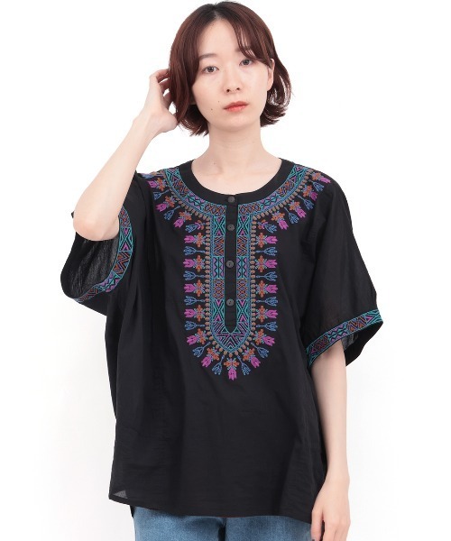ブラウス シャツ ダシキ刺繍プルオーバー レディース チチカカ ブラウス シャツ ダシキ刺繍プルオーバー レディース