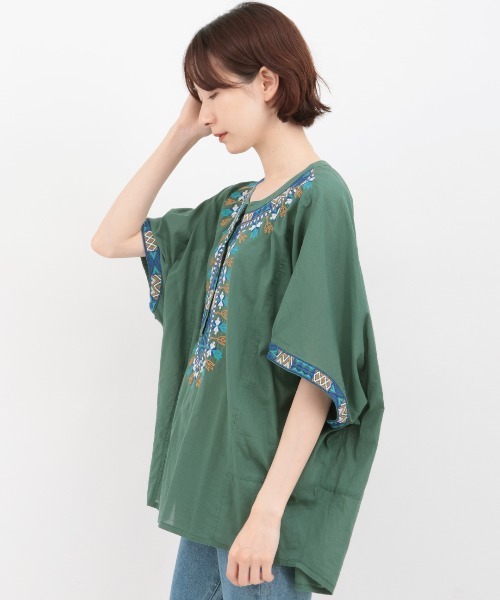 ブラウス シャツ ダシキ刺繍プルオーバー レディース チチカカ ブラウス シャツ ダシキ刺繍プルオーバー レディース