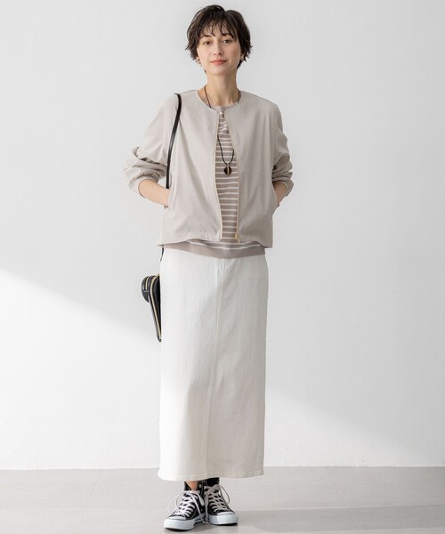 23区 ブルゾン アウター 「洗える」リネンレーヨンストレッチ
