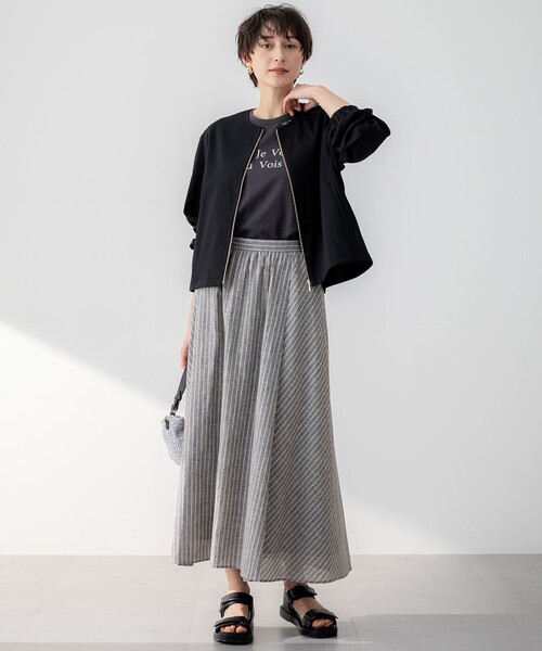 23区 ブルゾン アウター 「洗える」リネンレーヨンストレッチ