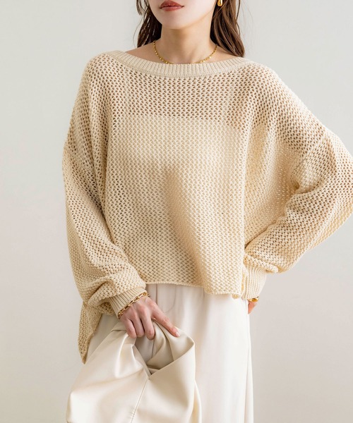 ニット セーター 「夏SALE」ボタンディティールニット レディース NOAHL ニット セーター 「NOAHL」フィッシュテールメッシュ