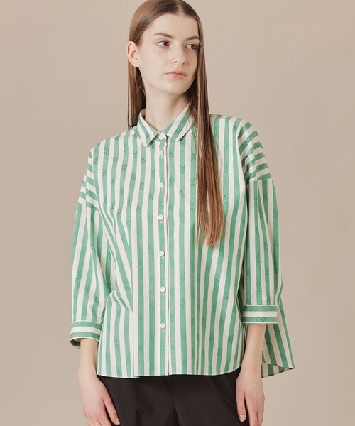 MACKINTOSH LONDON ブラウス シャツ ストライプフラワージャ