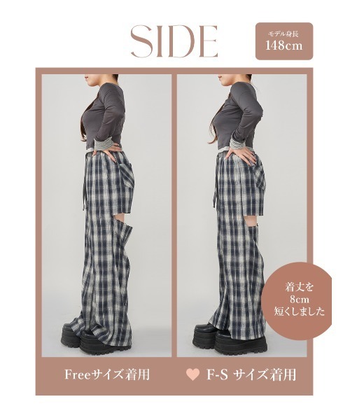 Darich パンツ ドッキングチェックルーズパンツ レディース