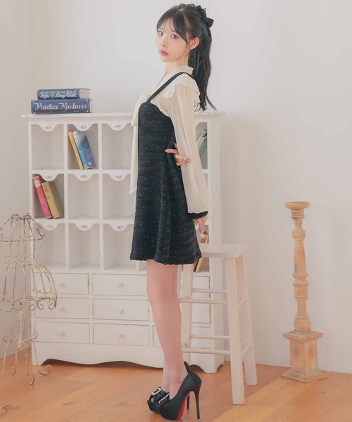 Tika（ティカ） ドレス キャバドレス 韓国 ミニ フレア 長袖 リボン