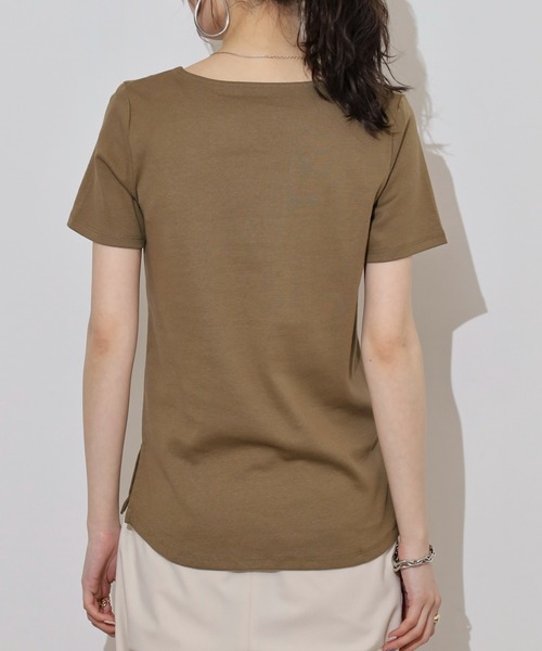 【THEAIRTOWN】アイレットVネックゴジスリムTシャツ atONE tシャツ VネックコンパクトコットンTシャツ レディース