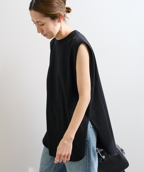 ATON エイトン ROUND HEM TANK TOP ノースリーブトップス FRAMeWORK タンクトップ ノースリーブ ATON/エイトン 12/-AIR